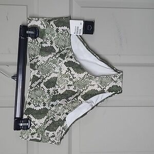 H&M High-waisted Green Lizard Print Bikini Bottoms Size 14 NWT